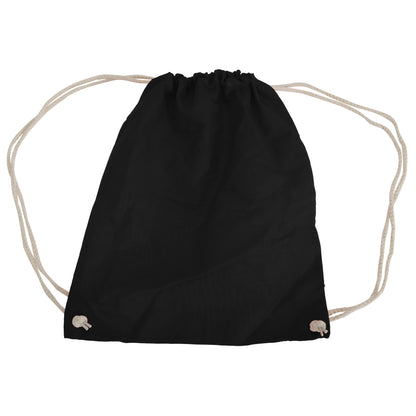 Black - Front - Westford Mill Cotton Gymsac Bag - 12 Litres
