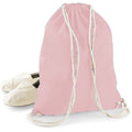 Pastel Pink-White - Back - Westford Mill Cotton Gymsac Bag - 12 Litres