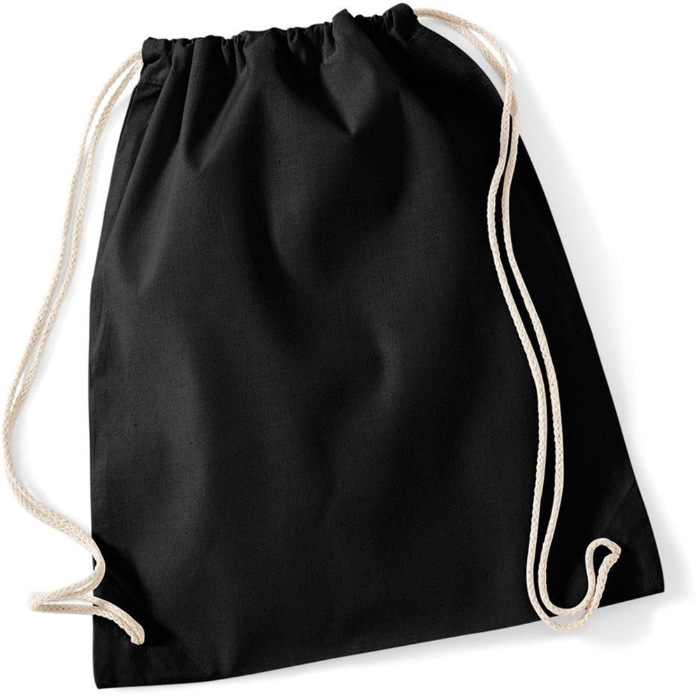 Black - Back - Westford Mill Cotton Gymsac Bag - 12 Litres