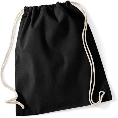 Black - Back - Westford Mill Cotton Gymsac Bag - 12 Litres
