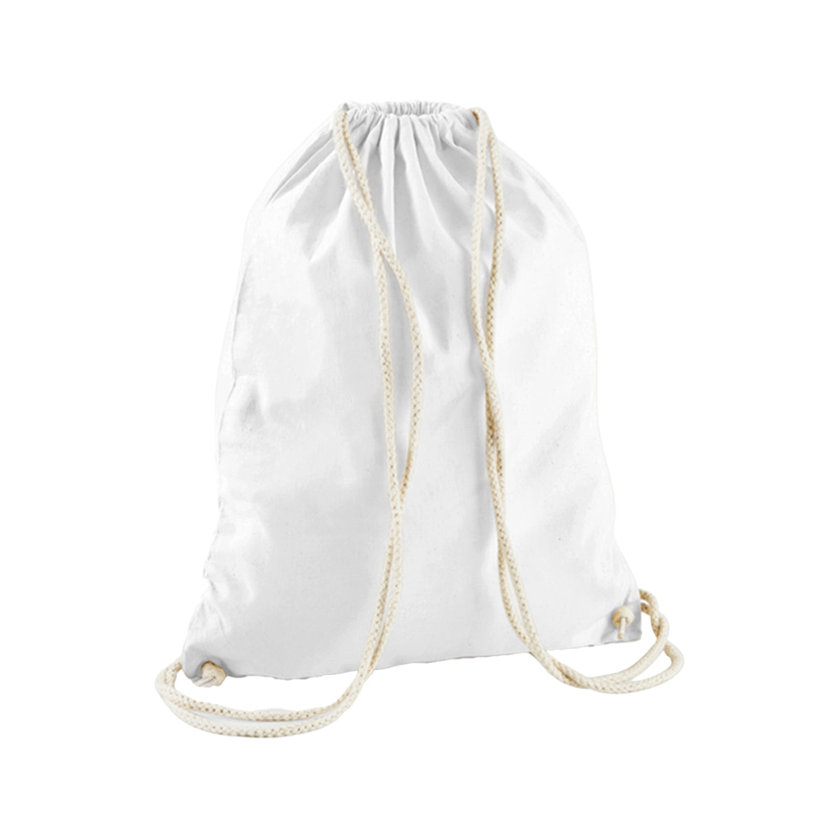 White - Back - Westford Mill Cotton Gymsac Bag - 12 Litres
