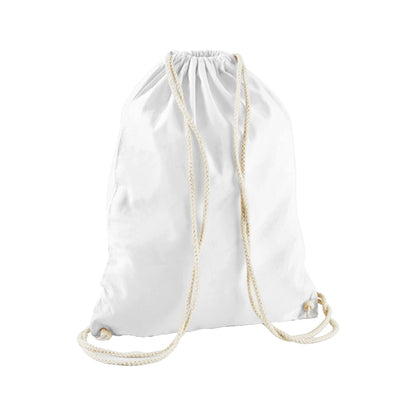White - Back - Westford Mill Cotton Gymsac Bag - 12 Litres