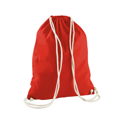 Bright Red - Back - Westford Mill Cotton Gymsac Bag - 12 Litres
