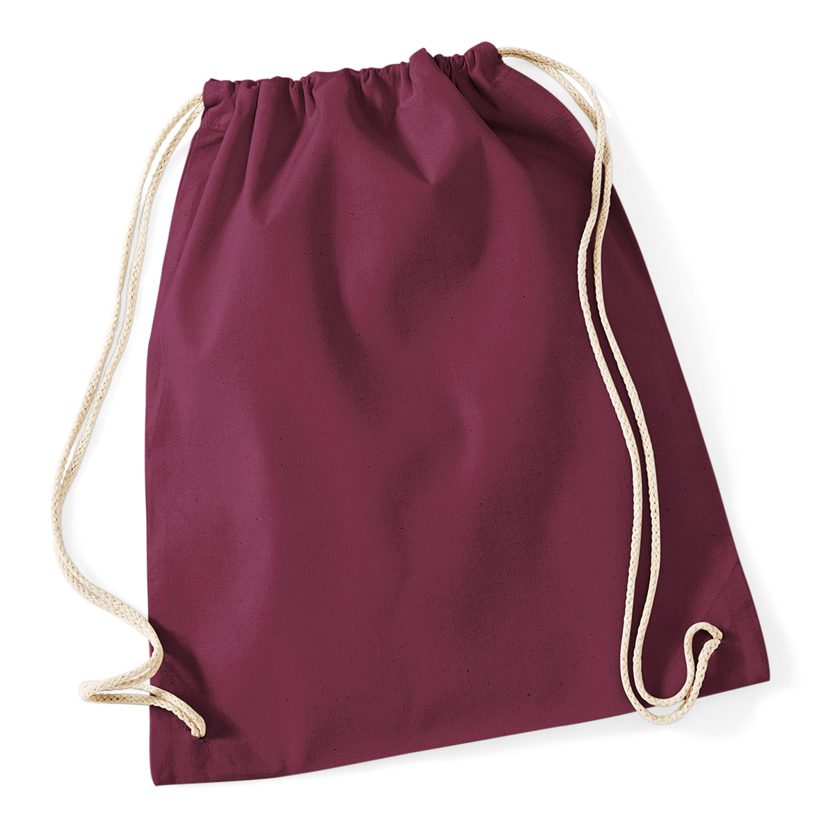Burgundy - Front - Westford Mill Cotton Gymsac Bag - 12 Litres