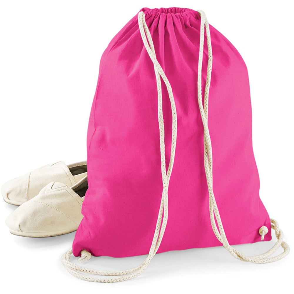 Fuchsia - Side - Westford Mill Cotton Gymsac Bag - 12 Litres