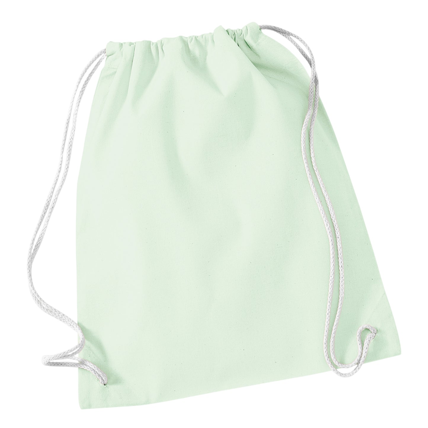 Pastel Mint-White - Front - Westford Mill Cotton Gymsac Bag - 12 Litres