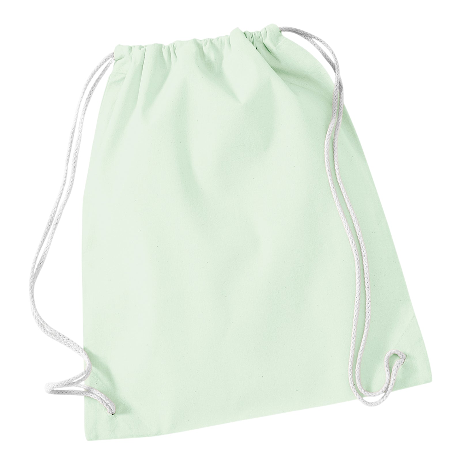 Pastel Mint-White - Front - Westford Mill Cotton Gymsac Bag - 12 Litres