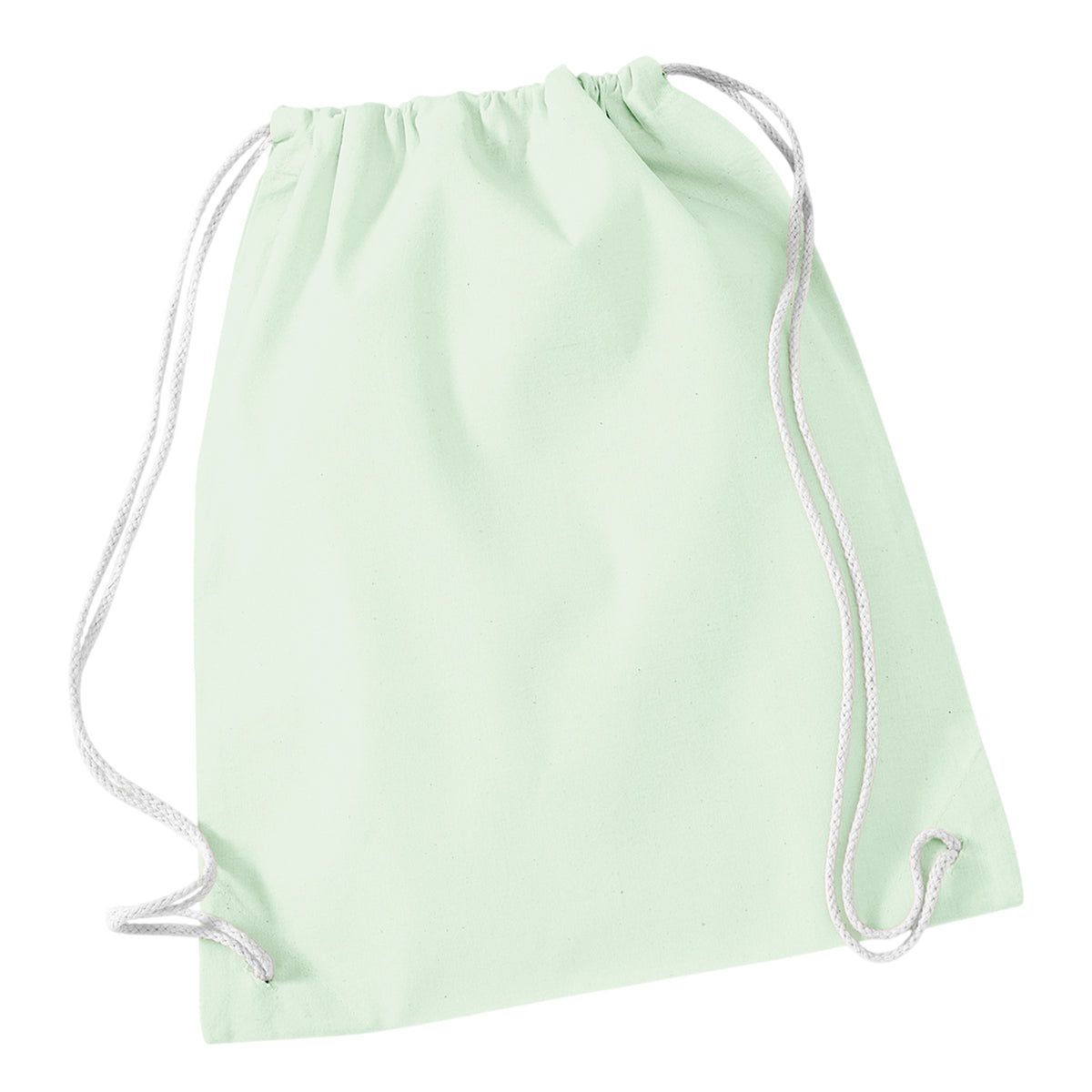 Pastel Mint-White - Front - Westford Mill Cotton Gymsac Bag - 12 Litres