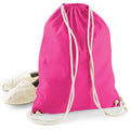 Fuchsia - Side - Westford Mill Cotton Gymsac Bag - 12 Litres