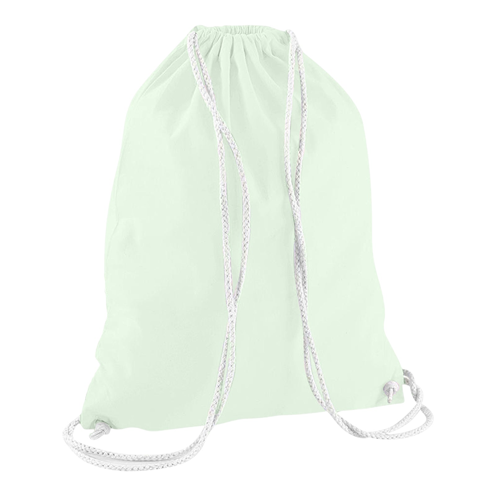 Pastel Mint-White - Back - Westford Mill Cotton Gymsac Bag - 12 Litres