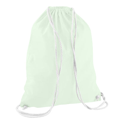 Pastel Mint-White - Back - Westford Mill Cotton Gymsac Bag - 12 Litres