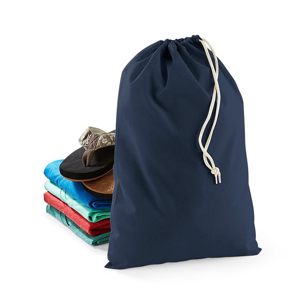 Navy Blue - Side - Westford Mill Cotton Stuff Bag