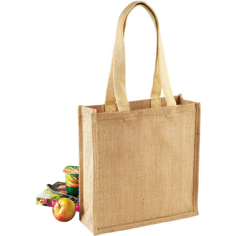 Natural - Back - Westford Mill Jute Compact Tote Bag - 10 Litres