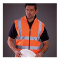 Hi Vis Orange - Back - Yoko Mens Workwear Hi-Vis Reversible Fleece Vest - Jacket