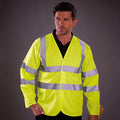 Hi-Vis Yellow - Back - Yoko Mens Hi-Vis Long Sleeve Waistcoat - Jacket