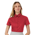 Deep Red - Back - B&C Womens-Ladies Sharp Twill Short Sleeve Shirt