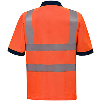Hi Vis Orange - Back - Yoko Hi-Vis Short Sleeve Polo Shirt - Mens Workwear