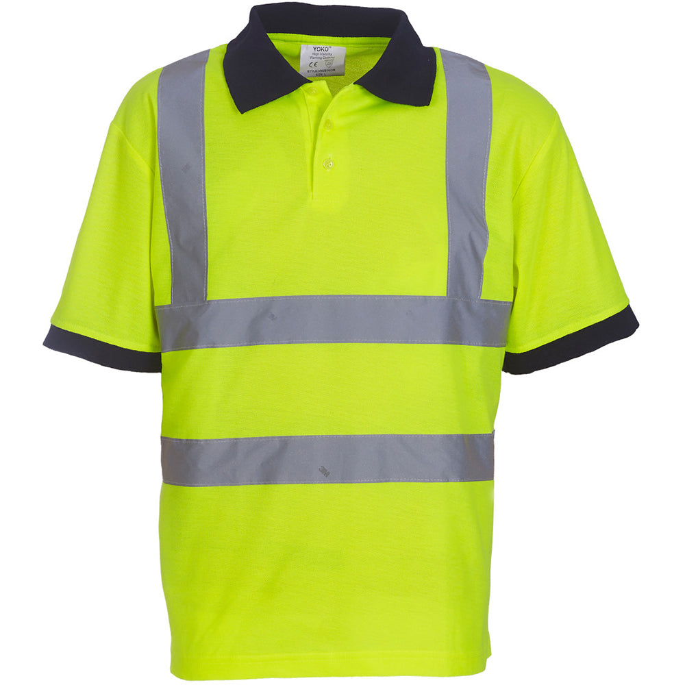 Hi-Vis Yellow - Side - Yoko Hi-Vis Short Sleeve Polo Shirt - Mens Workwear