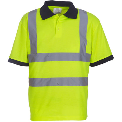 Hi-Vis Yellow - Side - Yoko Hi-Vis Short Sleeve Polo Shirt - Mens Workwear