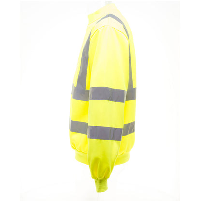 Hi-Vis Yellow - Close up - Yoko Unisex Hi-Vis Heavyweight Sweatshirt