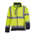 Hi-Vis Yellow-Navy - Front - Yoko Mens Hi-Vis Sofshell Jacket