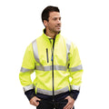 Hi-Vis Yellow-Navy - Back - Yoko Mens Hi-Vis Sofshell Jacket