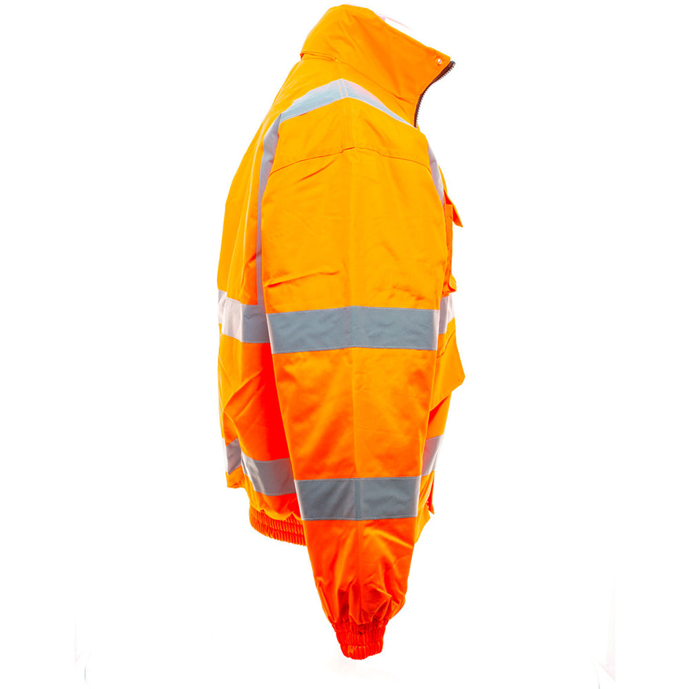 Hi Vis Orange - Close up - Yoko Mens Hi-Vis Bomber Jacket