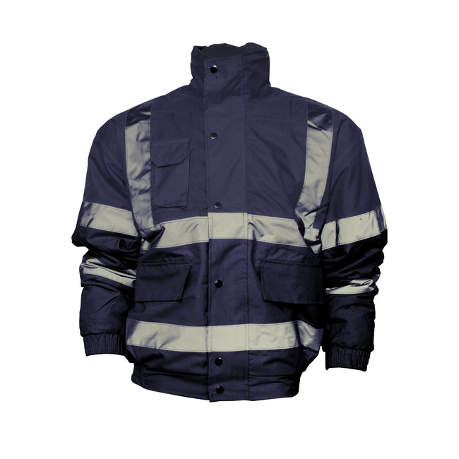 Navy Blue - Back - Yoko Mens Hi-Vis Bomber Jacket