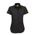Black - Front - B&C Womens-Ladies Sharp Twill Short Sleeve Shirt