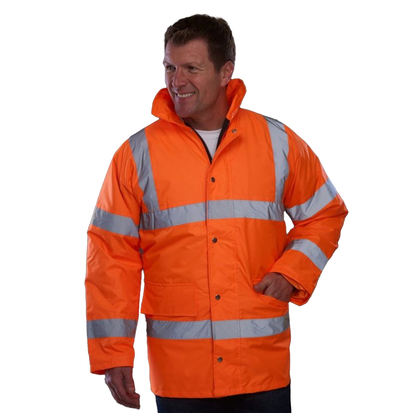 Hi Vis Orange - Front - Yoko Mens Hi-Vis Road Safety Jacket