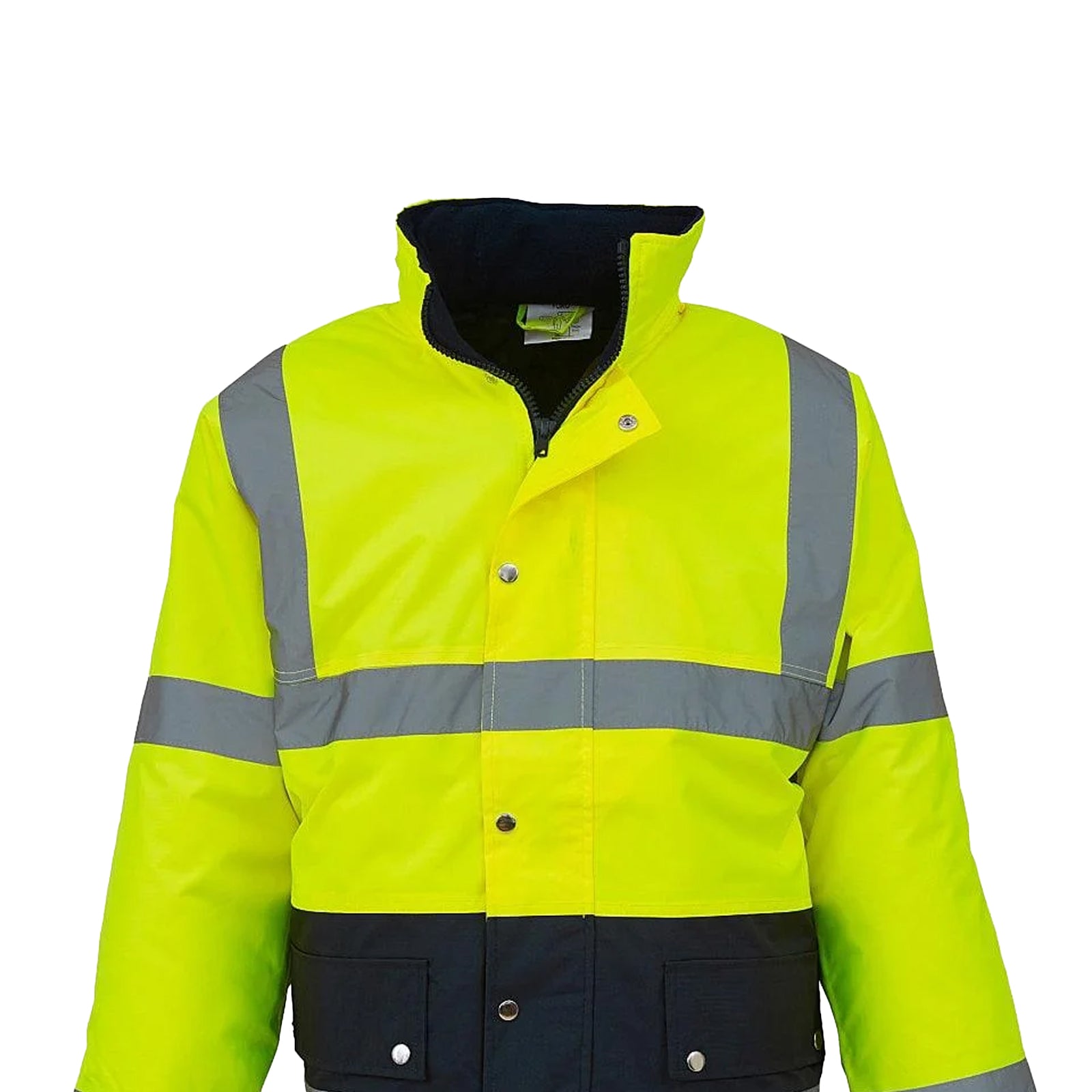 Hi-Vis Yellow-Navy - Back - Yoko Unisex Hi-Vis 2 Band Two Tone Jacket