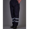 Navy Blue - Side - Yoko Mens Hi-Vis Waterproof Contractor Over Trousers