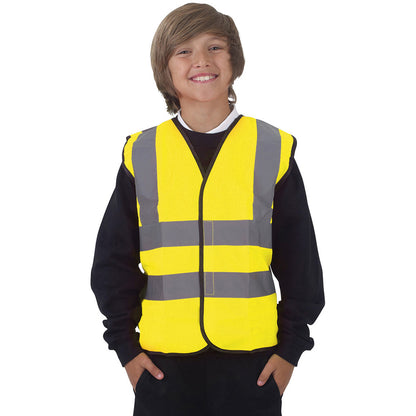 Hi-Vis Yellow - Back - Yoko Hi-Vis Childrens Unisex Waistcoat - Jacket