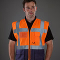 Orange-Navy - Back - Yoko Hi-Vis Premium Executive-Manager Waistcoat - Jacket