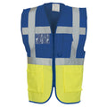 Hi Vis Yellow-Royal Blue - Back - Yoko Hi-Vis Premium Executive-Manager Waistcoat - Jacket