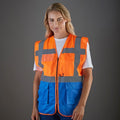 Hi Vis Orange-Royal - Back - Yoko Hi-Vis Premium Executive-Manager Waistcoat - Jacket