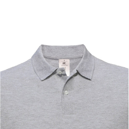 Heather Grey - Side - B&C ID.001 Mens Short Sleeve Polo Shirt