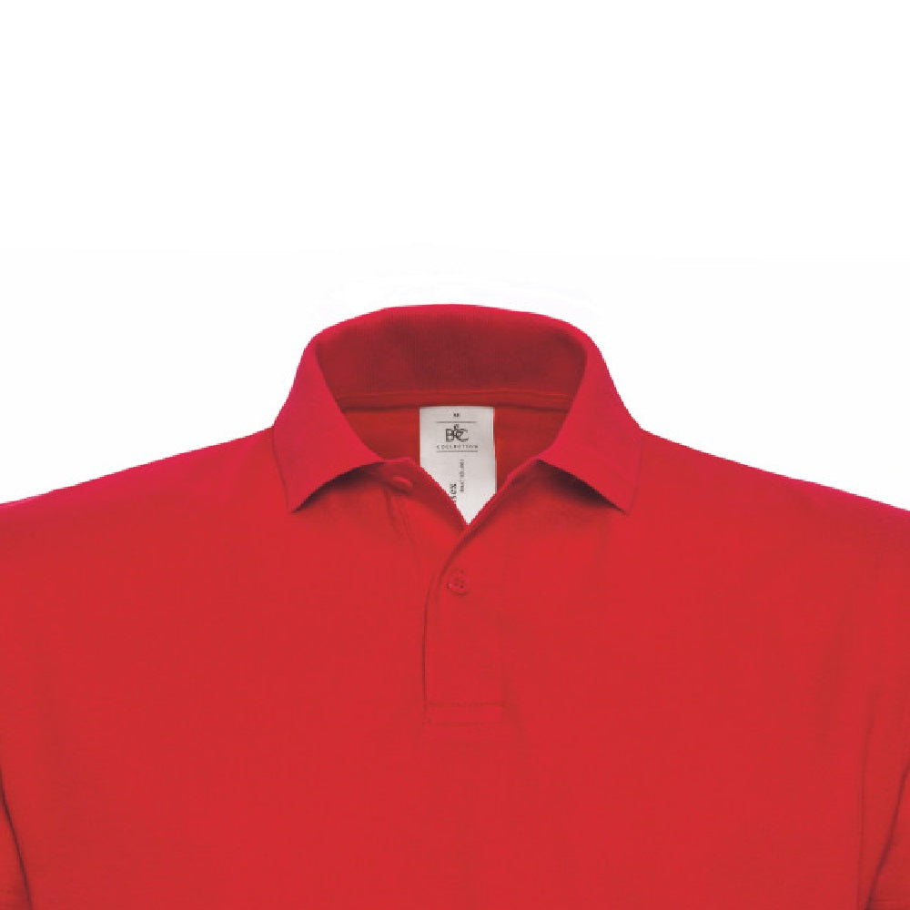 Red - Side - B&C ID.001 Mens Short Sleeve Polo Shirt
