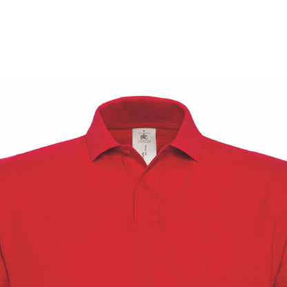 Red - Side - B&C ID.001 Mens Short Sleeve Polo Shirt