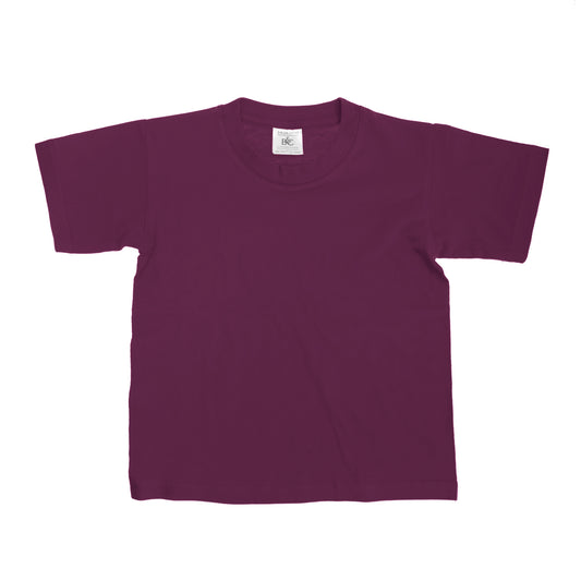 Burgundy - Front - B&C Kids-Childrens Exact 150 Short Sleeved T-Shirt