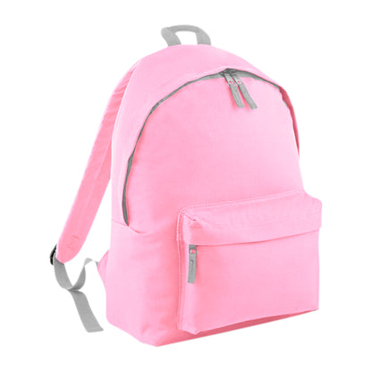 Classic Pink-Light Grey - Front - Bagbase Junior Fashion Backpack - Rucksack (14 Litres)