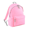 Classic Pink-Light Grey - Front - Bagbase Junior Fashion Backpack - Rucksack (14 Litres)