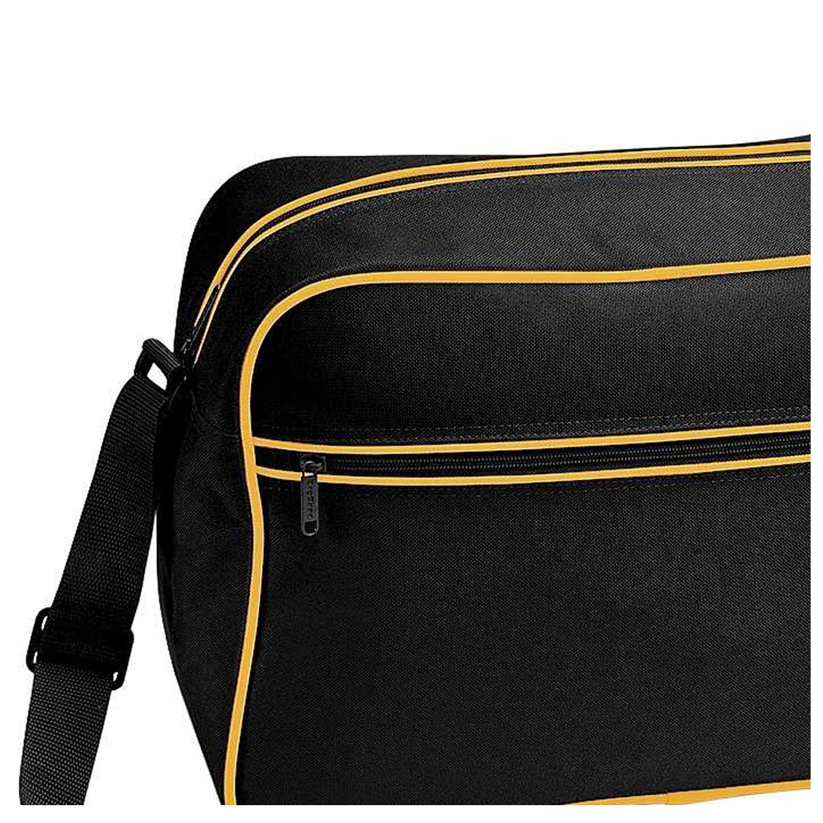Black-Gold - Back - Bagbase Retro Adjustable Shoulder Bag (18 Litres)