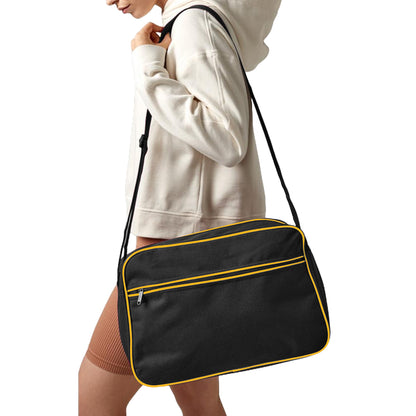 Black-Gold - Pack Shot - Bagbase Retro Adjustable Shoulder Bag (18 Litres)
