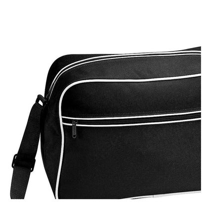 Black-White - Side - Bagbase Retro Adjustable Shoulder Bag (18 Litres)