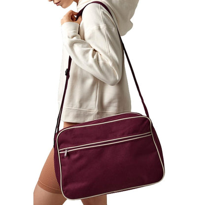 Burgundy-Sand - Pack Shot - Bagbase Retro Adjustable Shoulder Bag (18 Litres)