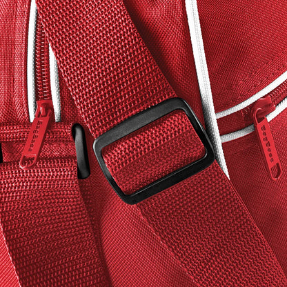 Classic Red-White - Side - Bagbase Retro Adjustable Shoulder Bag (18 Litres)