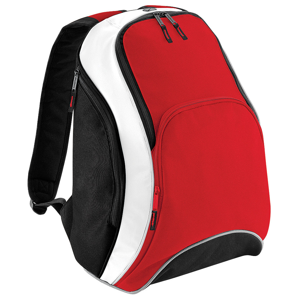 Classic Red-Black-White - Front - Bagbase Teamwear Backpack - Rucksack (21 Litres)