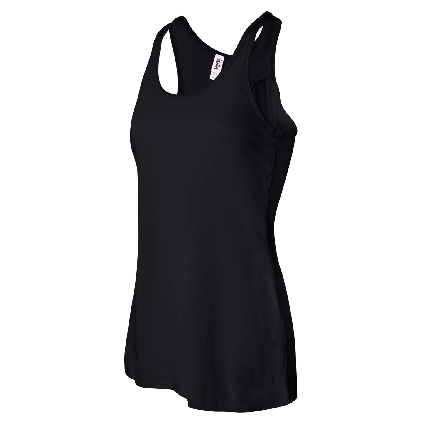 Black - Side - Bella Ladies-Womens Flowy Racerback Tank Top