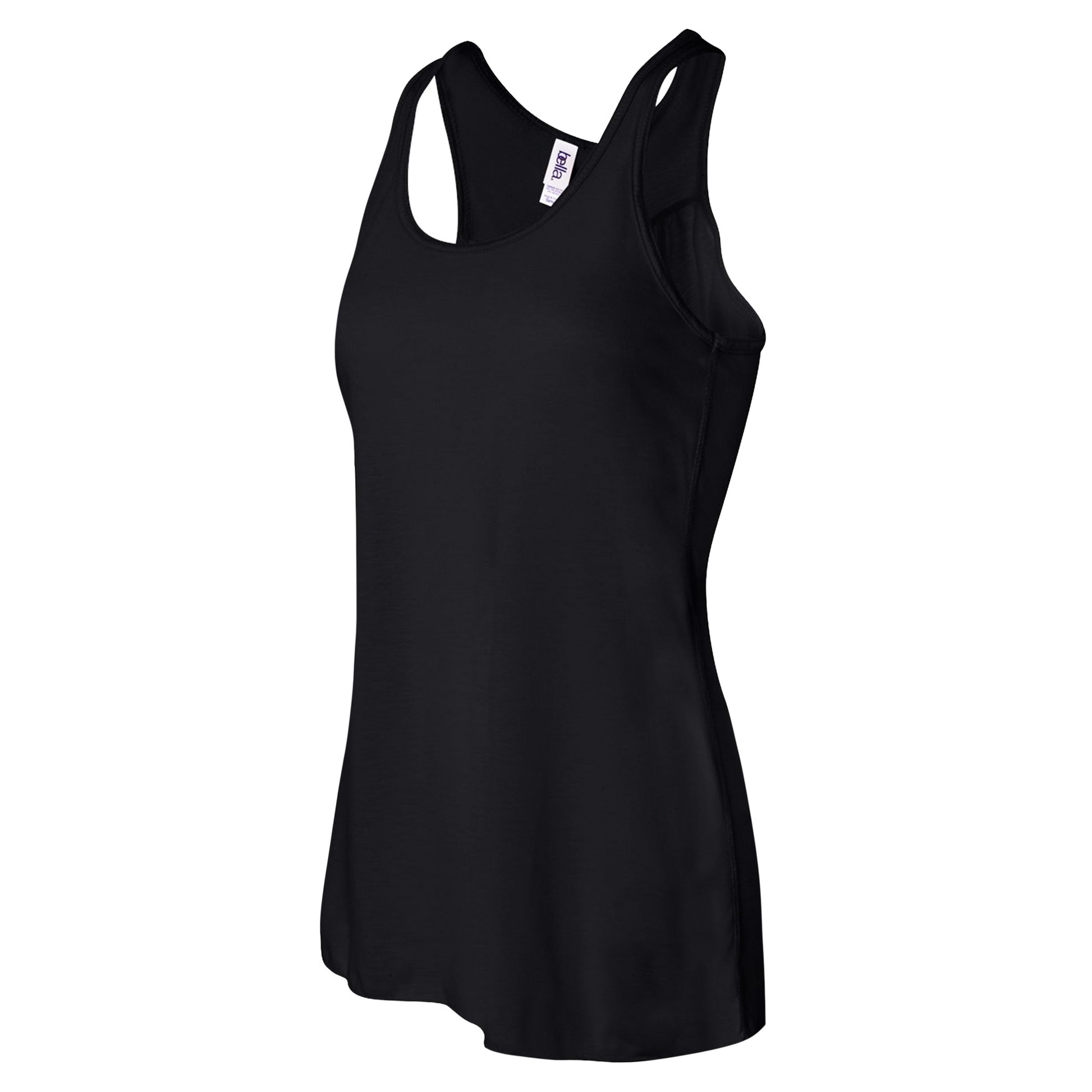 Black - Side - Bella Ladies-Womens Flowy Racerback Tank Top